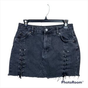 TopShop Gray MOTO Lace-Up Jean Skirt, size 8- VGUC
